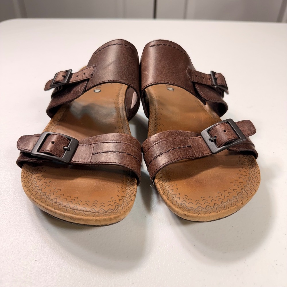 Merrell Brown Leather Double Strap Buckle Slide Sandals Womens Size 9 J55580 - Picture 3 of 9